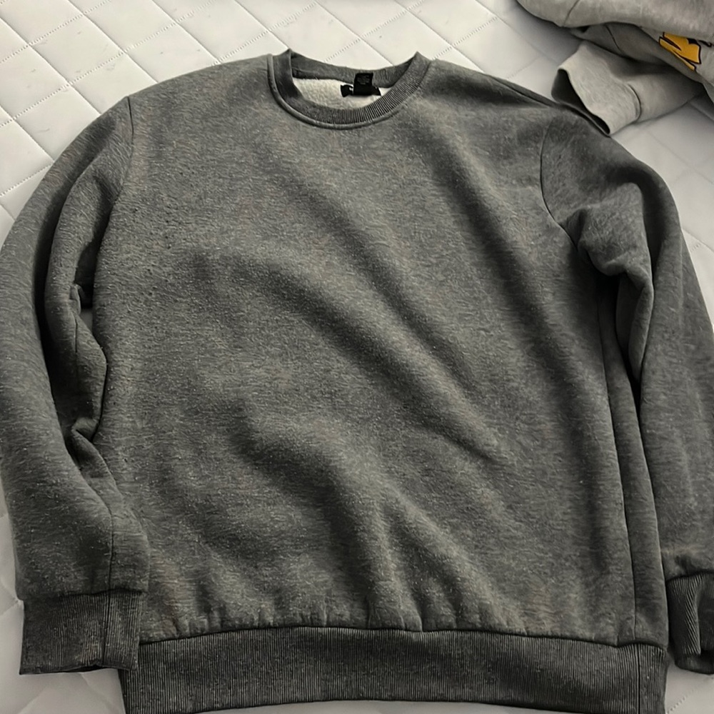 Forever 21 Mens Gray Crew Neck Long Sleeve Sweatshirt